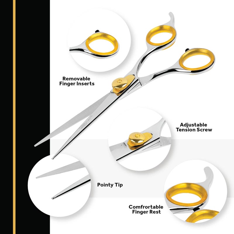 Sharf Gold Touch Pet Grooming Shear | Straight Cat & Dog Grooming Scissors | 7.5 Inch | 440c Japanese Stainless Steel Pet Dog Shearing Scissors | Animal Shears with Removable Comfort Rings - Image 2